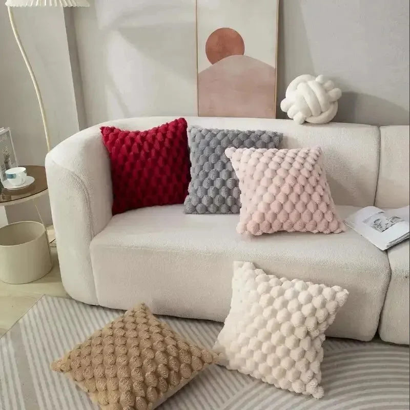 The Serenity 'Pineapple Knit' 3D Plush Cushion Cover (Cream)