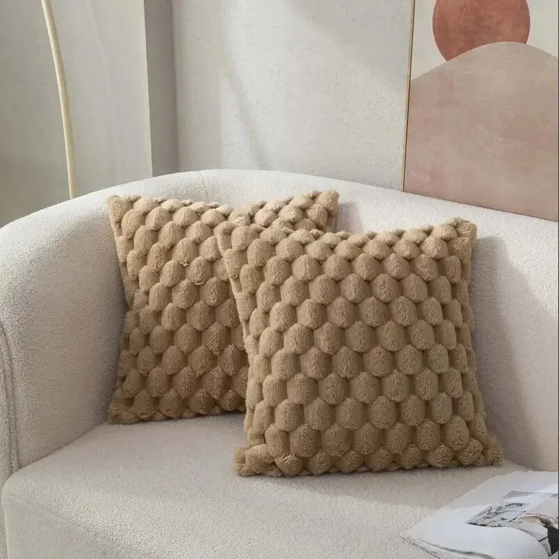 The Serenity 'Pineapple Knit' 3D Plush Cushion Cover (Cream)